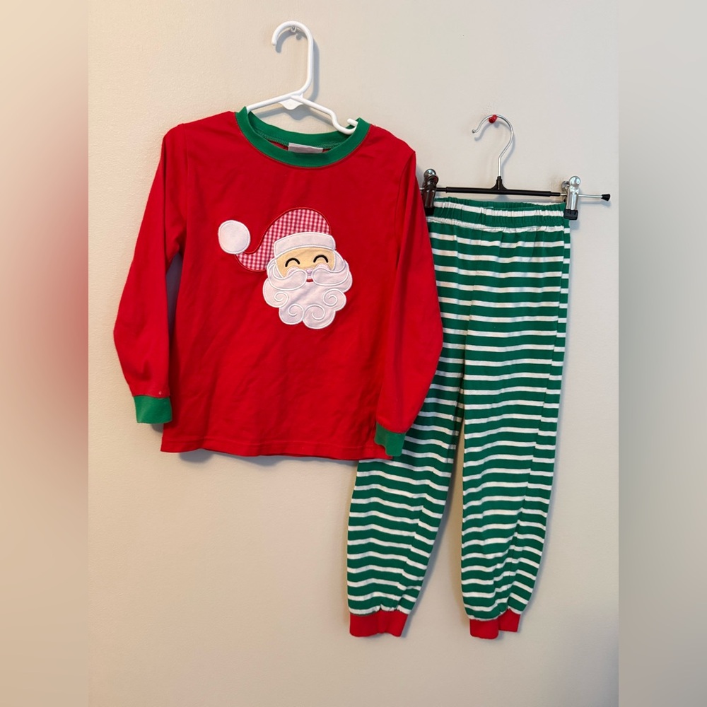 Classic Whimsy Red and Green Santa Pajamas